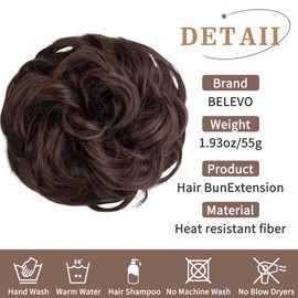 BELEVO Hair Pieces for Women 55g Messy Hair Buns Hair Piece Extensions Hair Scrunchies for Women Curly Wavy Hair Accessories for Women Hair Chignons for Wedding Party Daily Life (Dark Brown)