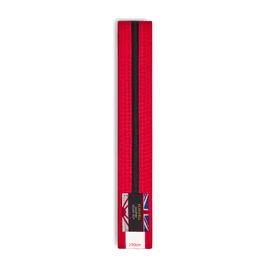 Playwell Martial Arts Cotton Coloured Belt With Black Stripe Grading Belt - (Karate, Judo Taekwondo) (Red Belt with Black Stripe, 250cm)
