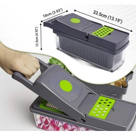 Neez 15 in 1 Vegetable Chopper - Multifunctional Vegetable Cutter, Dicer, Slicer - Veggie Chopper, Food Chopper, Onion Chopper, Salad Chopper and Mandoline Slicer for Kitchen (Gray)