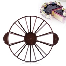 Tortenteiler 10/12 Stücke, Kuchenteiler Tortenschneider mit Griff Rund Kuchenschneider Torteneinteiler Zum Schneiden von Gleichen Tortenstücken Küche Kuchen Gadget (Braun