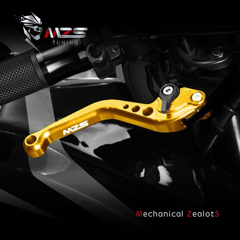 MZS Clutch Brake Levers Short Adjustable Round CNC Gold Compatible