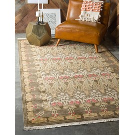 Unique Loom Edinburgh Collection Oriental Traditional French Country Brown Area Rug (7' 0 x 10' 0)