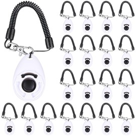 Frienda 18 Pieces Dog Training Clicker, Pet Behavioral Training Clickers with Wrist Strap for Dogs Cats Puppy Birds Horses (White)