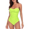 RELLECIGA Women's Neon Green Twist Bandeau One Piece Swimwear Bathing