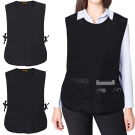 TEXVIDA 5 Pockets Cobbler Aprons for Women Men (Pack of 2) – Zipper Pocket Smock Apron, Black – Regular