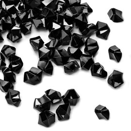 DomeStar Black Fake Ice Rocks, 150PCS Black Acrylic Crushed Ice Rocks Black Diamonds Black Plastic Gems Marble Vases Fillers Table Scatter Decorations