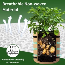 KONGDY 5 Pack 10 Gallon Potato Grow Bags, Heavy Duty Thick Aeration Nonwoven Fabric Pots with Handles, Colorful Plant Grow Bags for Outdoor Garden Potato, Tomato and Vegetables