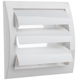 Steinberg14 Dryer Vent Cover Outside 4 inch - Louvered Outdoor Dryer Vent Cover - ABS Plastic Exhaust Ventilation Grille with Shutters and Built-in Screen - White HVAC Air Vents for Wall