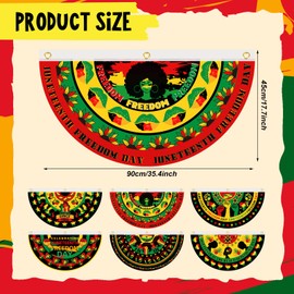 Remagr 6 Pcs Juneteenth Bunting Fan Flag Juneteenth Garden Flag Africa America Half Fan Banner Decoration for June 19th Independence Day Freedom Day Memorial Indoor Outdoor Yard,1.5 x 3 ft