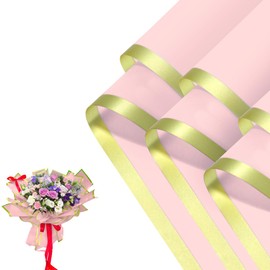 BEALIFOUAM 20 Sheets Flower Wrapping Paper, Waterproof Pink Gold Gift Wrap Paper for Wedding Party, Florist Supplies Packaging for Bridal Bouquets, Birthday Gift DIY and Graduation