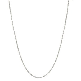 SPETLEK 14K White Gold Singapore Chain Necklace for Women 1.3mm 14K Solid Gold Necklace with Spring Ring clasp 20 Inch