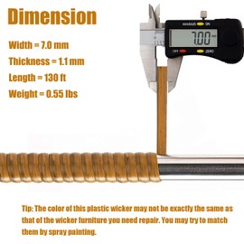 Laphivieh 130 Ft Wicker Repair Supplies, Wicker Repair Kit, Plastic Rattan Material for Patio Chair Repair Flat Wicker Furniture Repair Replacement (Light Wood Grain)