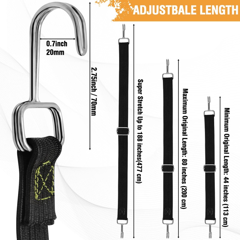 Bungee Cords Heavy Duty Outdoor, Long Adjustable Bungee Cords with