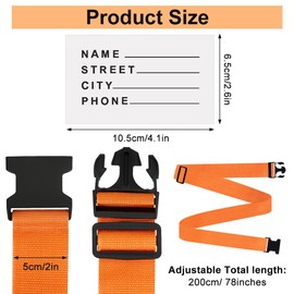 8-Piece Suitcase Strap Set, Adjustable Suitcase Strap 200 x 5 cm for 10-34 inch Suitcase, Adjustable Thickened Luggage Strap, Eye-catching, Colourful Suitcase Identification, Suitcase Straps for Bags