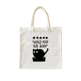 Zeghk Funny Black Cat Canvas Tote Bag For Women Aesthetic, Would Poop Here Again, Cat Lovers Gifts, Gifts for Women, Shopping Bag Reusable Grocery Bag Beach Bag