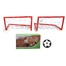 Kids Hover Soccer Ball Toy LED Light Sucktion Cup 2 Net Indoor Air Floating Football Playing Game