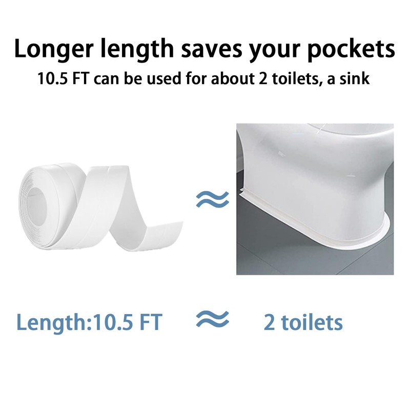 Caulk Tape Self Adhesive, 2 Rolls Waterproof Toilet Caulk Strip,