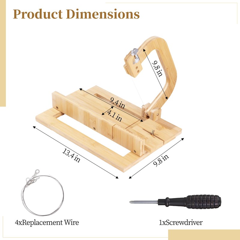 Wooden Soap Cutter, Handmade Soap Cutting Tool with Adjustable Wire