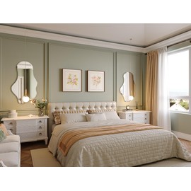 Wiserset Irregular Wall Mirror, 20”x36” Frameless Asymmetrical Mirror, Funky Wavy Wall Mirror for Bathroom, Entryway, Bedroom