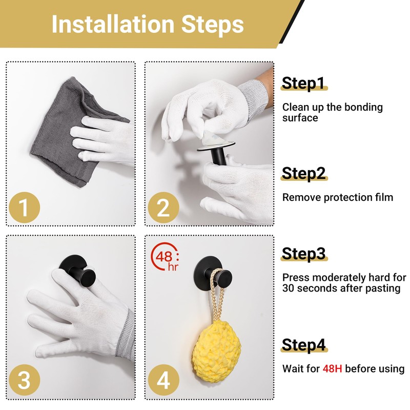SAYAYO Self Adhesive Hooks for Hanging, Brushed Gold Towel Hook