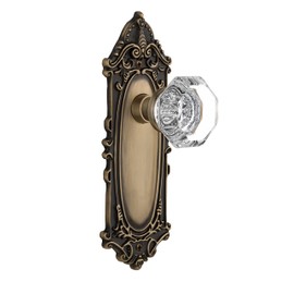 Nostalgic Warehouse Victorian Plate with Waldorf Knob, Privacy - 2.375", Antique Brass