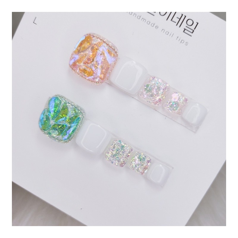 Pink & Blue Ice Stone Pedi Tip - Blue /