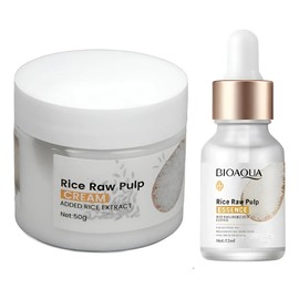 2 Pz Crema Facial Aclarante De Arroz, Hidratante Y Serum