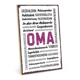 TypeStoff Wooden Plaque with Saying - OMA WORDCLOUD - Vintage Look with Quote Gift and Decoration (Size: 19.5 x 28.2 cm)