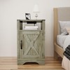 RoyalCraft Farmhouse Nightstand with Charging Station, Tall Bedside Table with
