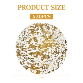 20 pieces of golden placemats, round gold foil placemats, shiny tableware mats, mesh placemats, wedding and birthday party supplies