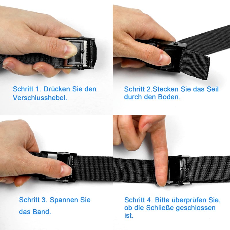 Pack of 4 Tie Down Straps with Ratchet 5 m,