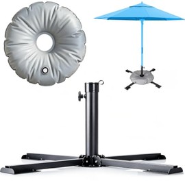 Warmfay Folding Parasol Stand for Pipe Diameter 24 to 32 mm, High-Quality Steel Umbrella Stand with Weight Bag for 12 Litres Sand/Water, Parasol Stand for Patio or Beach