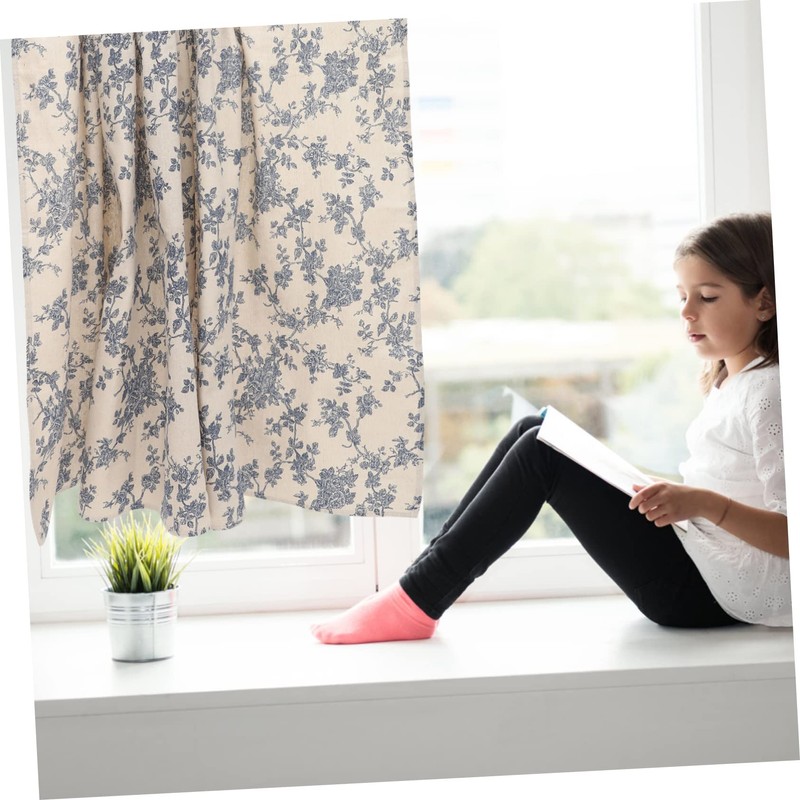 GRIRIW Short Flower Pattern Curtains for Windows Lightweight Privacy Drapes