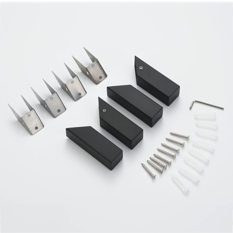 Beelee 4 Pack Black Towel Hooks for Bathroom Wall Mounted