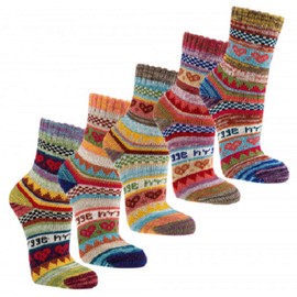 3 Pairs Colourful Norwegian Hygge Socks 90% Cotton, Colourful