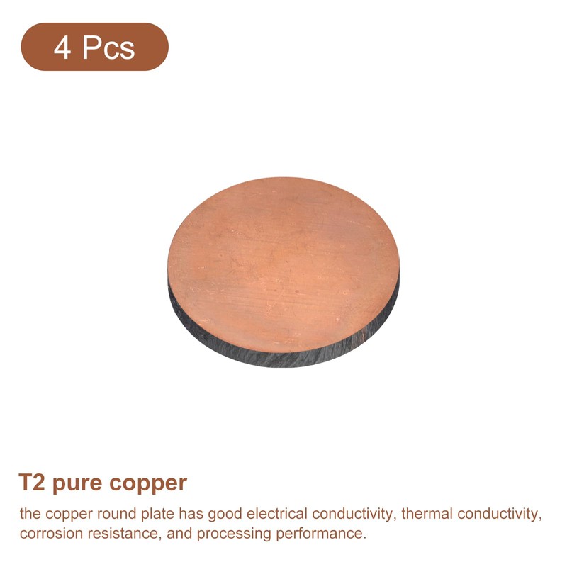 uxcell Pure Copper Sheet, 4pcs 5/8" x 0.12" 9 Gauge