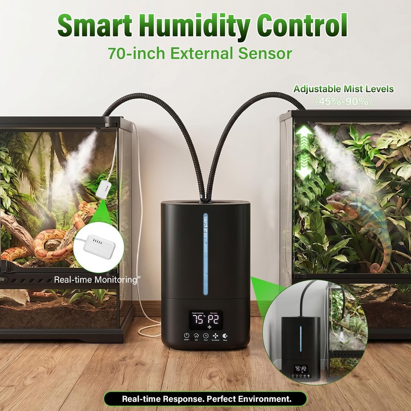 Automatic Reptile Fogger Humidifier with Smart Humidity Control, 5L Large