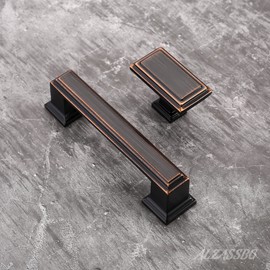 Alzassbg 10 Pack Oil Rubbed Bronze Cabinet Knobs, 1.3 Inch(32mm) Kitchen Cabinet Hardware Rectangle Knobs for Cupboard and Drawer AL6072ORB