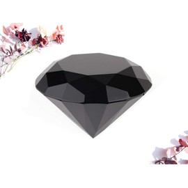 CLICK2GO 4” / 100 mm Black Diamond Shaped Glass Crystal Paperweight – Home Office Decor & Wedding Favors Decoration with Gift Box