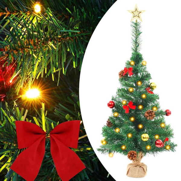 TREATLIFE HOME Artificial Pre-lit Christmas Tree with Ornaments, 2 ft