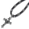 COOLSTEELANDBEYOND Gothic Style Mens Black Onyx Beads Necklace with Stainless