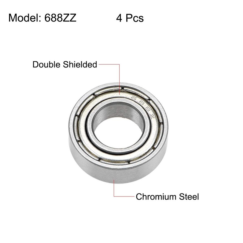 sourcing map 688ZZ Deep Groove Ball Bearings 8mm x 16mm