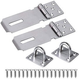Sheryl&Rain 2PCS 4in 5in Stainless Steel Padlock Hasp,Hasp & Staple,Shed Door Lock,Shed Door Latch,Shed Locks Heavy Duty,Hasp and Staple Heavy Duty for External Doors Window Cabinet Pet Cage (silvery)