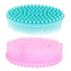 2Pcs Bathing Silicone Scrubbers Soft Shampoo Cleaning Massage Brushes Blue