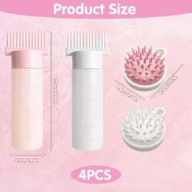 TAIHOBO 2 Hair Oil Applicator 180 ml with 2 Scalp Massage Brushes, Applicator Bottle Hair with Graduated Scale, Hair Oil Applicator Bottle Even Hair Dye Brush, Root Comb Bottle Oil Hair