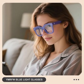 YMRFW Ovresized Blue Light Blocking Glasses for Women Men Retro Square Glasses Computer TV Eyeglasses Anti Eyestrain