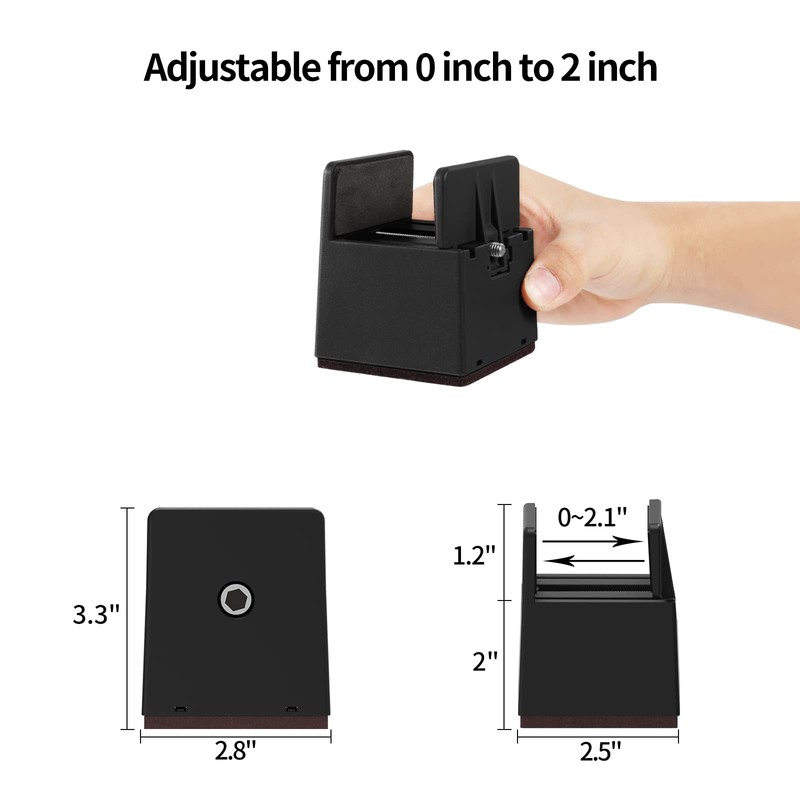 4Pack Bed Risers with Adjustable Screw Clamp, Fit Thickness of