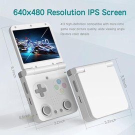 Miyoo Miyoo Flip V2 Retro Handheld Gaming Console with Metal Hinge, 3.5'' 640*480 IPS Screen Linux System Portable Video Game Emulator Hand Held Console with HDMI