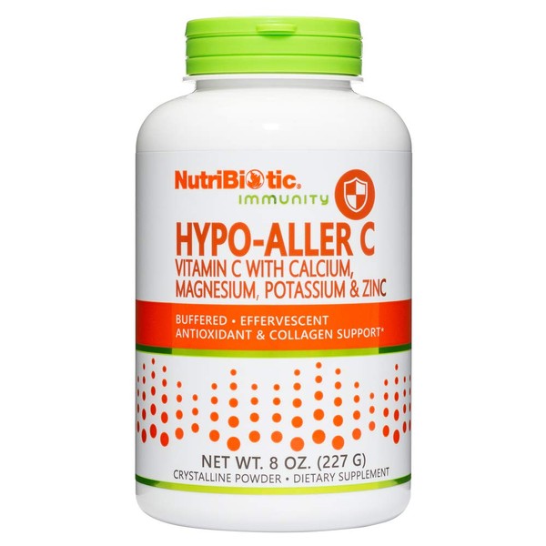 NutriBiotic Hypo-Aller C Powder Vitamin C and Minerals for Antioxidant & Collagen Support | 1300 mg Vitamin C per serving | 8 ounce | Buffered and Easy on the Stomach | L-Ascorbic Acid with calcium, magnesium, zinc, and potassium | Potent, High Solubilit