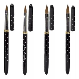 Mc Nails Pack 4 Pinceles Kolinsky Black Rock #4, 6, 8 Y 10, Mc Nails